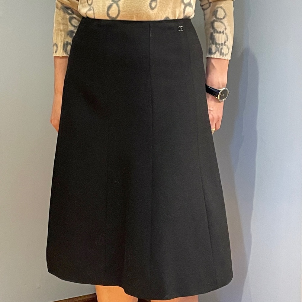 Fab Chanel vintage authentic black wool skirt!